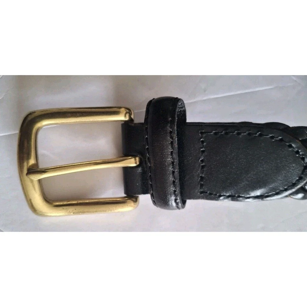 Full Grain Leather 796 Braided Belt  Woven Size 42  Brown Brass Buckle Tuneka